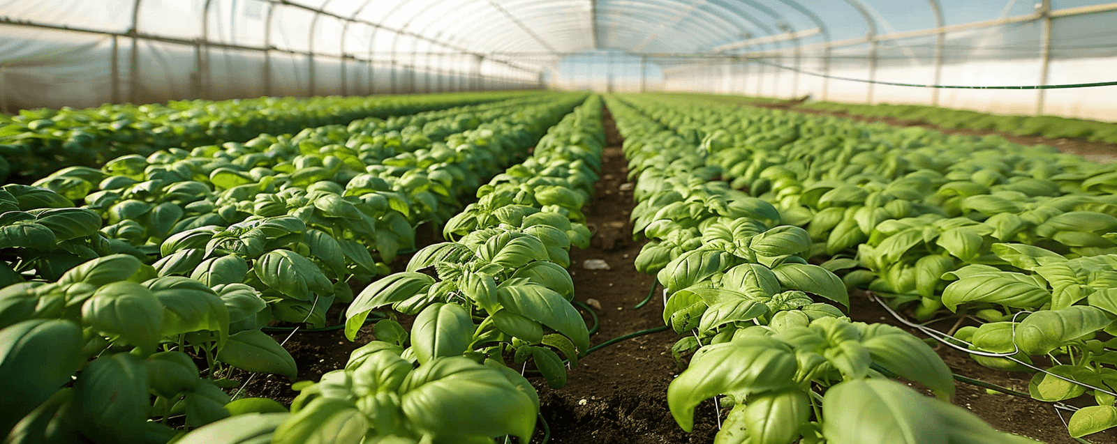 basil in a greenhouse